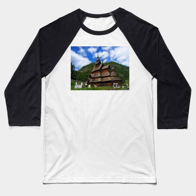 Norway. Borgund stave church. Baseball T-Shirt by vadim19